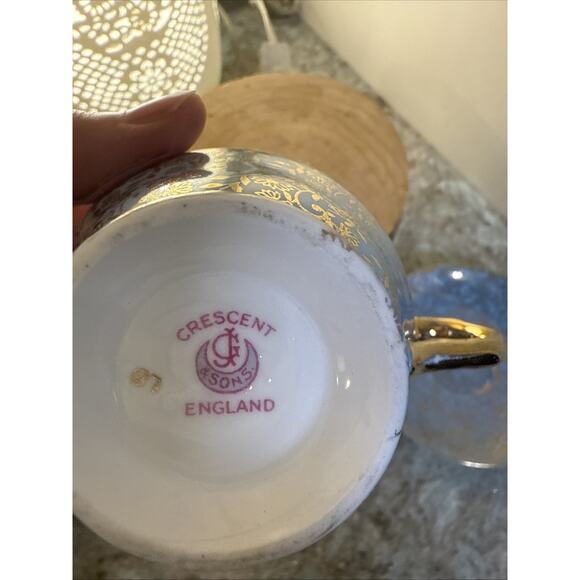 George Jones & Sons JON158 England Tea Cup/Saucer Gold Floral Lace Footed RARE 2 - Picture 12 of 15